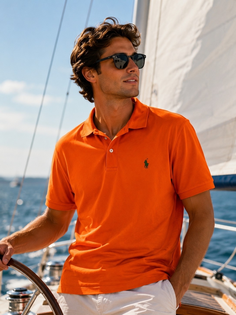 Polo Ralph Lauren Performance Polo Shirt L Orange Moisture Wicking Golf